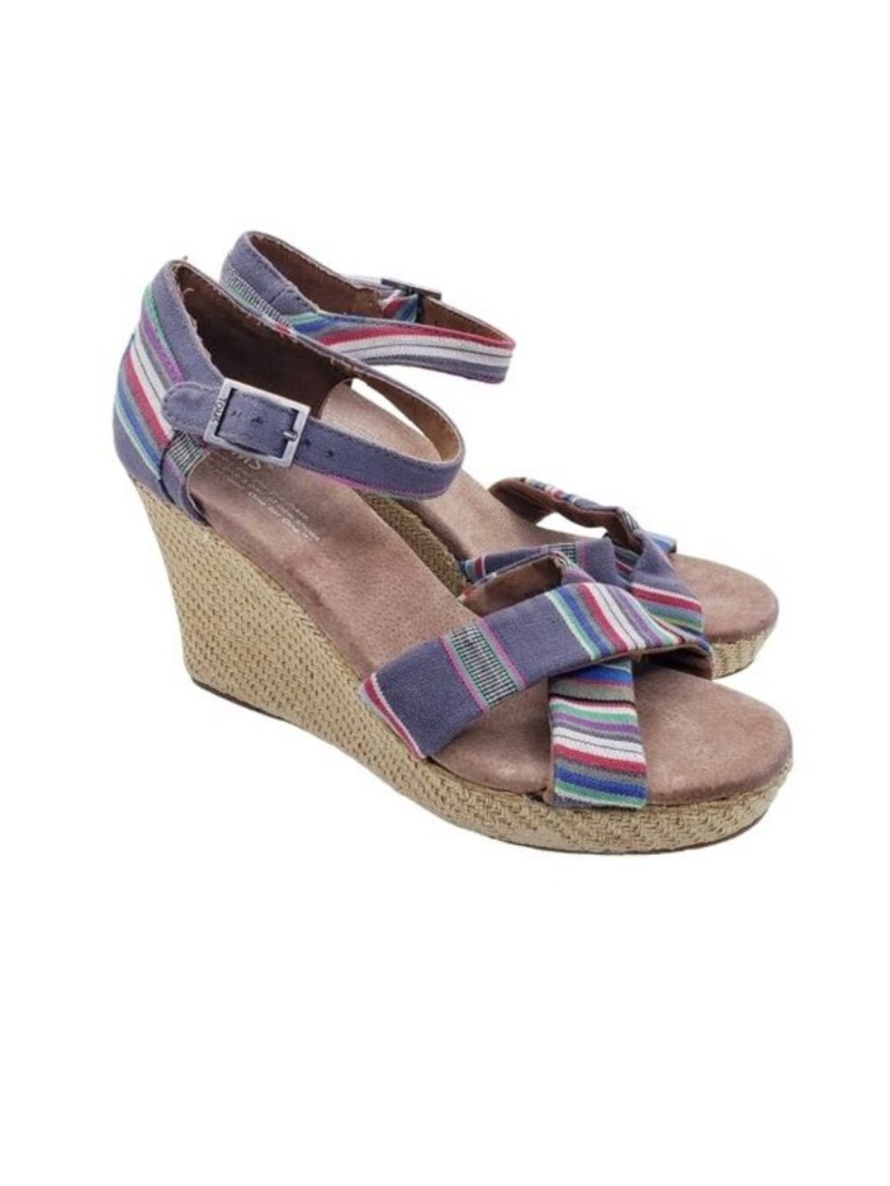 Toms Sienna Serape Wedge Heel Platform Ankle Strap Sandals Women's Size 9